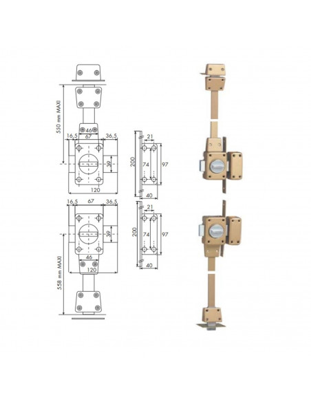 Paire De Verrous A Bouton 4 Points Iseo Zenith