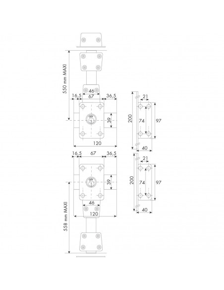 Paire De Verrous A Double entrée 4 Points Iseo Zenith