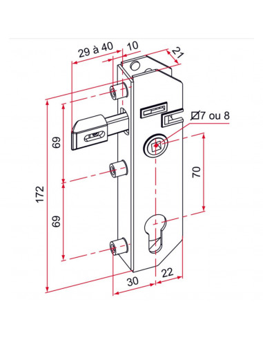 Serrure De Portail À Encastrer Tirard Série Gj