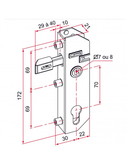 Serrure De Portail À Encastrer Tirard Série Gj