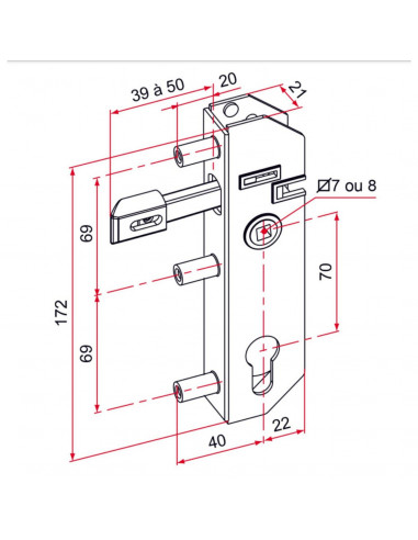 Serrure De Portail À Encastrer Tirard Série Gj