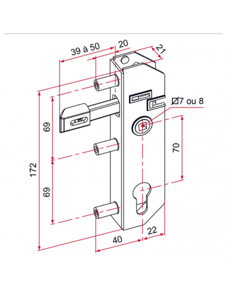 Serrure De Portail À Encastrer Tirard Série Gj