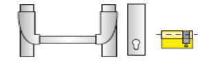 	Anti-panique + Plaque aveugle avec trou de cylindre ext + 1/2 cylindre + Coffre de serrure